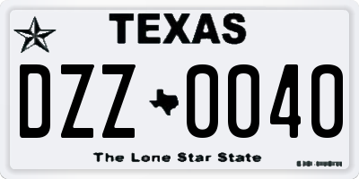 TX license plate DZZ0040