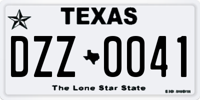 TX license plate DZZ0041