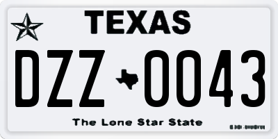 TX license plate DZZ0043