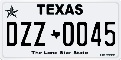 TX license plate DZZ0045