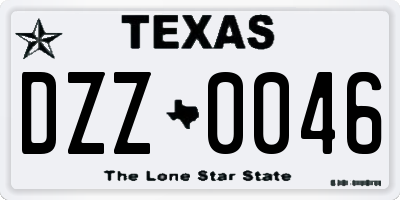 TX license plate DZZ0046