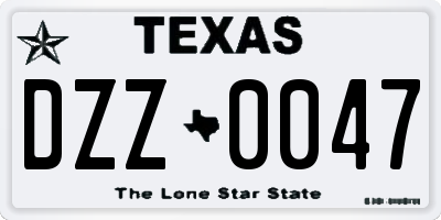 TX license plate DZZ0047