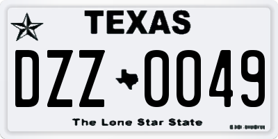 TX license plate DZZ0049