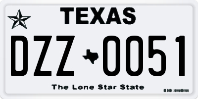 TX license plate DZZ0051