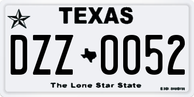 TX license plate DZZ0052