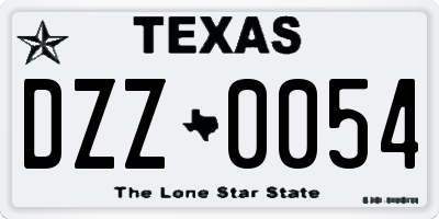 TX license plate DZZ0054