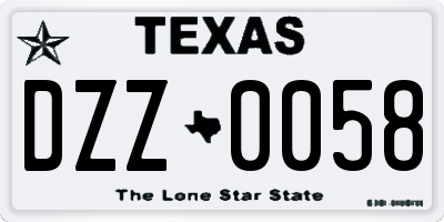 TX license plate DZZ0058