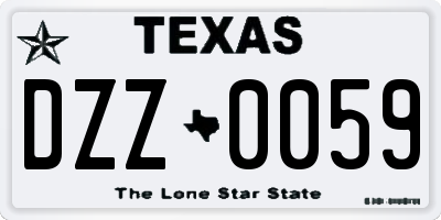 TX license plate DZZ0059