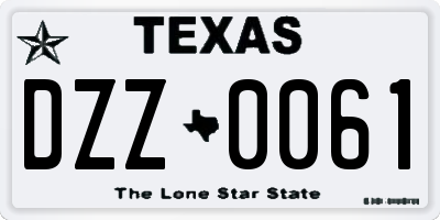 TX license plate DZZ0061