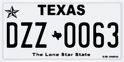 TX license plate DZZ0063