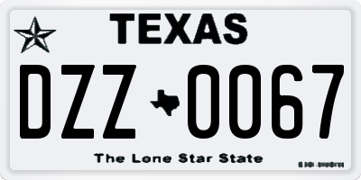 TX license plate DZZ0067