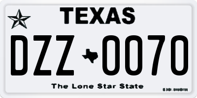 TX license plate DZZ0070