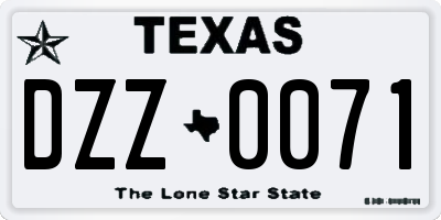 TX license plate DZZ0071