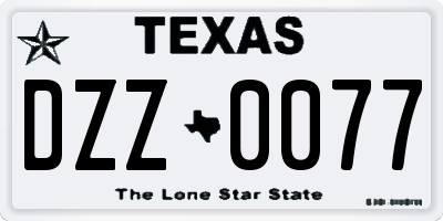 TX license plate DZZ0077