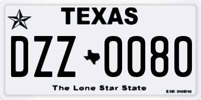 TX license plate DZZ0080