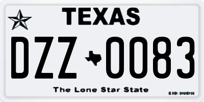 TX license plate DZZ0083