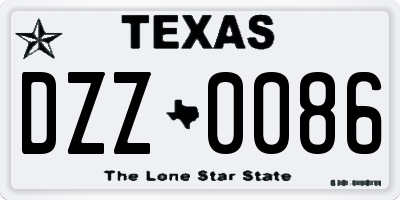 TX license plate DZZ0086