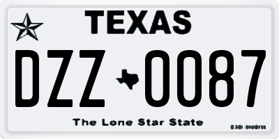 TX license plate DZZ0087