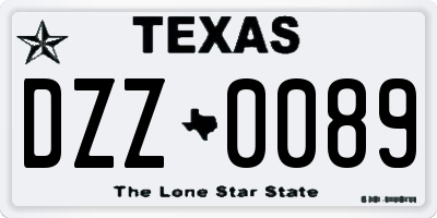 TX license plate DZZ0089