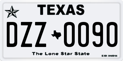 TX license plate DZZ0090