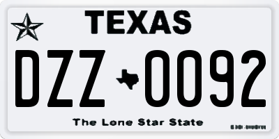 TX license plate DZZ0092