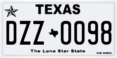 TX license plate DZZ0098