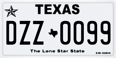 TX license plate DZZ0099