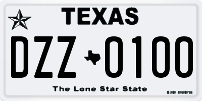 TX license plate DZZ0100