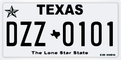 TX license plate DZZ0101