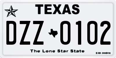 TX license plate DZZ0102