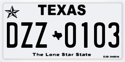 TX license plate DZZ0103