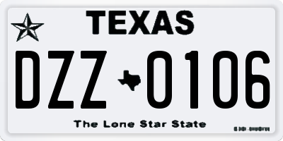 TX license plate DZZ0106