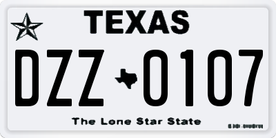 TX license plate DZZ0107