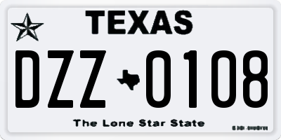 TX license plate DZZ0108