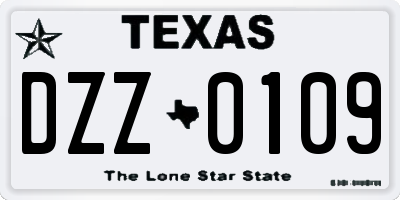 TX license plate DZZ0109