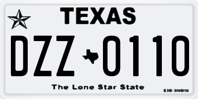 TX license plate DZZ0110