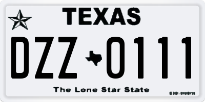 TX license plate DZZ0111