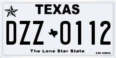 TX license plate DZZ0112