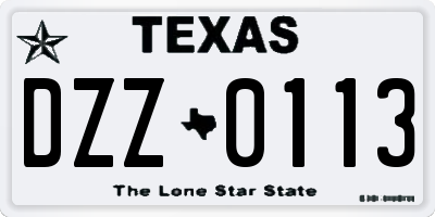 TX license plate DZZ0113