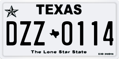 TX license plate DZZ0114