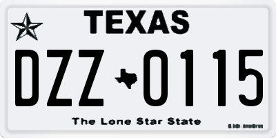 TX license plate DZZ0115