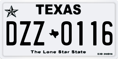 TX license plate DZZ0116