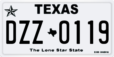 TX license plate DZZ0119