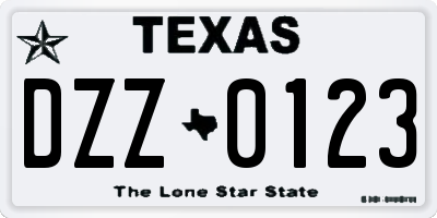 TX license plate DZZ0123