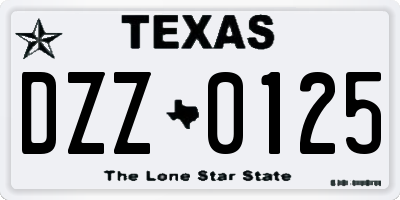 TX license plate DZZ0125