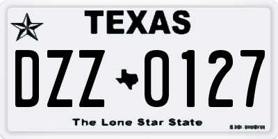 TX license plate DZZ0127