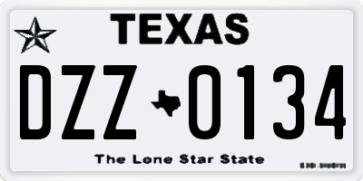 TX license plate DZZ0134