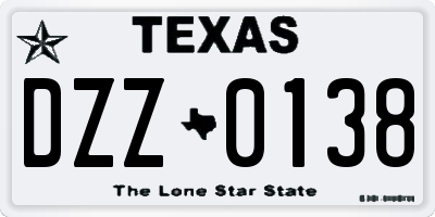 TX license plate DZZ0138