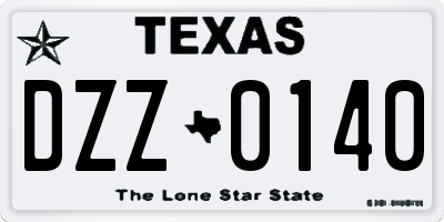 TX license plate DZZ0140