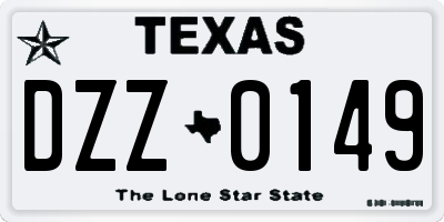 TX license plate DZZ0149